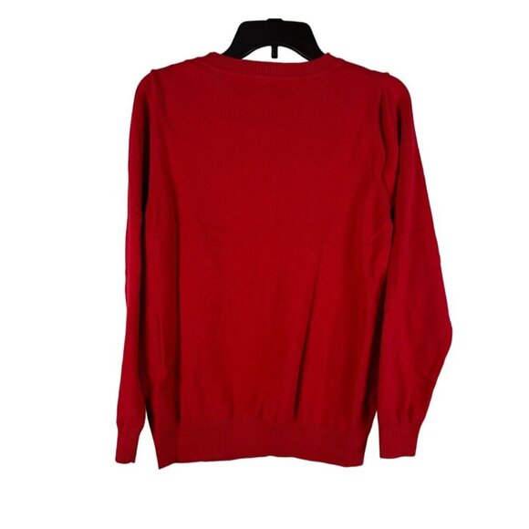 Kim Rogers Women Crew Neck Red Reindeer Sweater Size PL - Picture 2 of 6